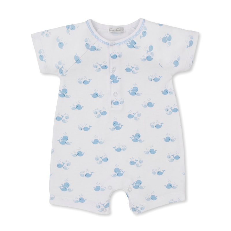 Whale Wonder Blue Print Short Playsuit