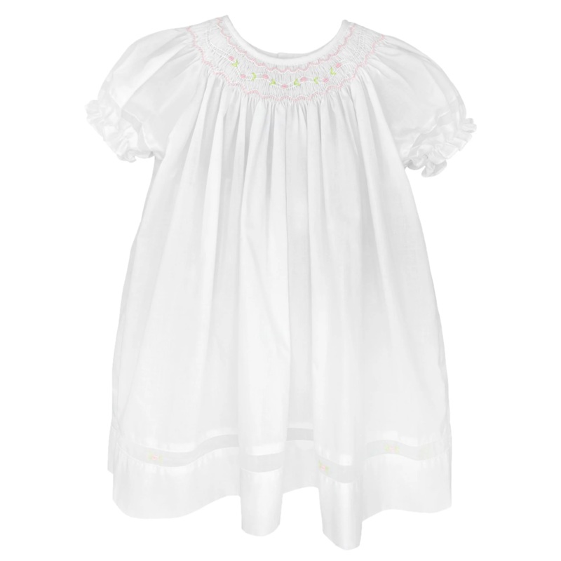 White Bishop Smocked Daygown Dress