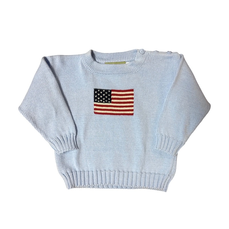 Boy’s Antique Flag Sky Blue Crew Neck Sweater