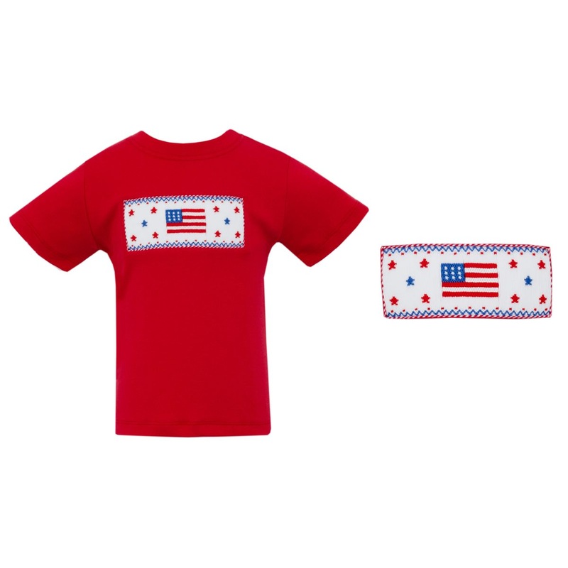 Boy’s Flag Smocked Red T-Shirt