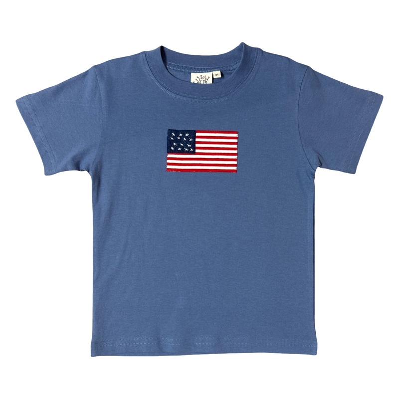 Boy’s Short Sleeve Slate T-Shirt, American Flag