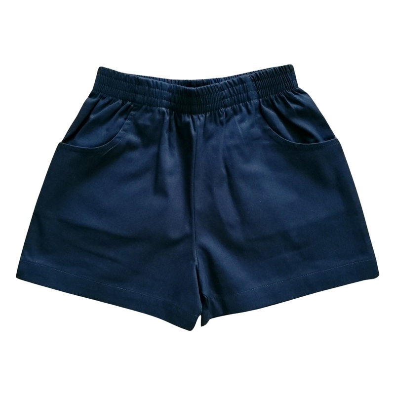 Boy’s Twill Shorts with Pockets, Navy (Shorter Version)