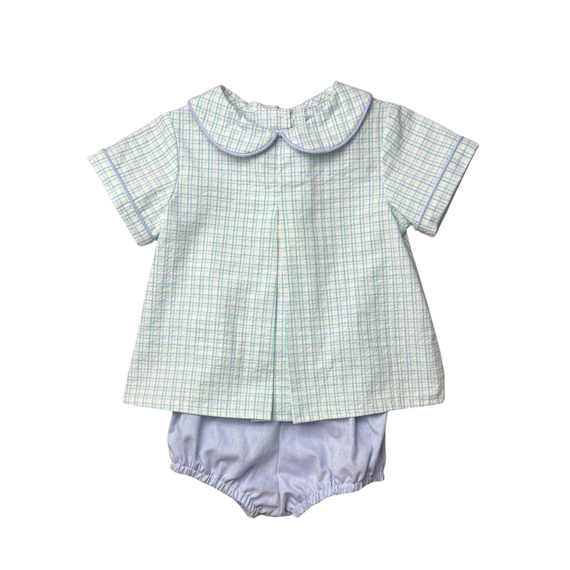 Boy Seersucker Plaid Diaper Cover Set