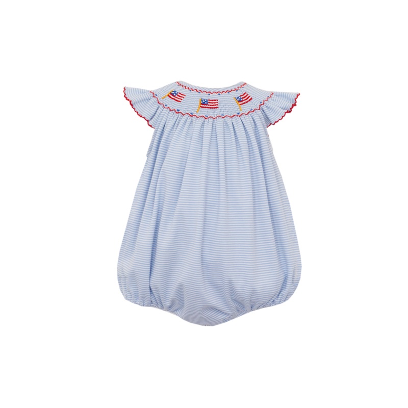 Flags Bishop Smocked Blue Stripe Knit Bubble