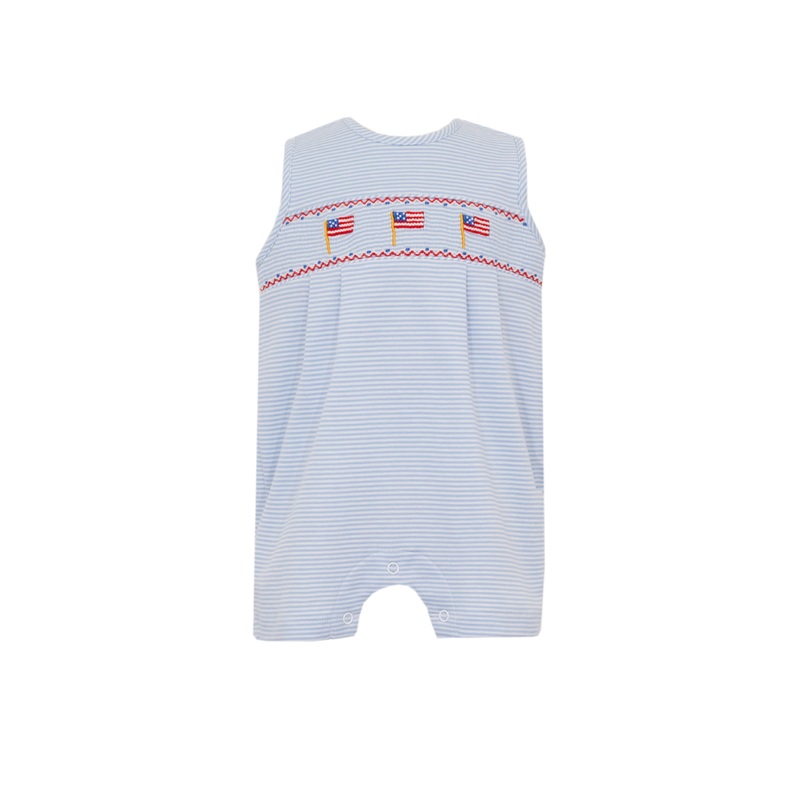 Flags Smocked Light Blue Stripe Knit John John