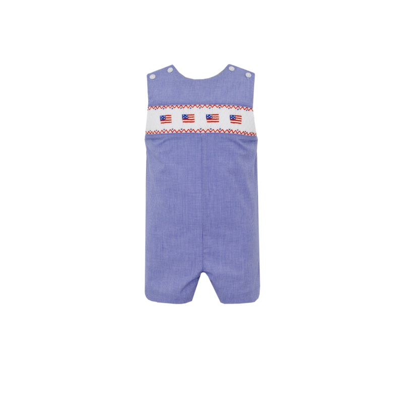 Flags Smocked Royal Blue Micro Check John John