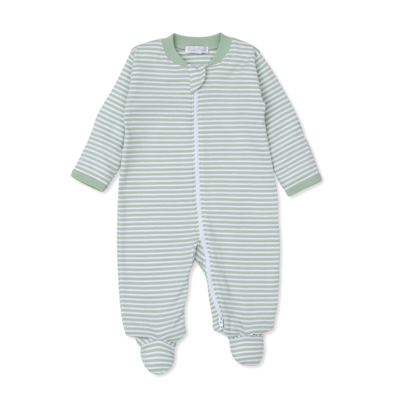 Green Stripe Zip Footie