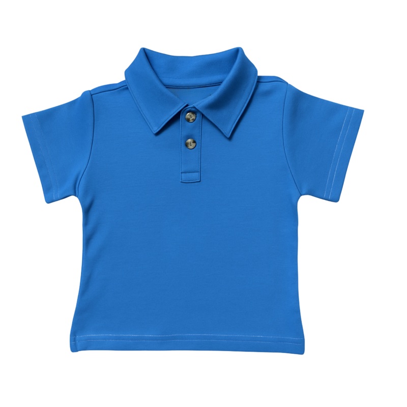 Short Sleeve Polo Shirt, Ocean Blue