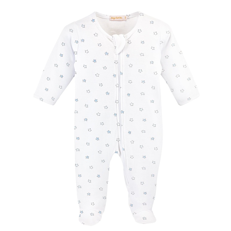 Blue Little Stars Zipped Footie