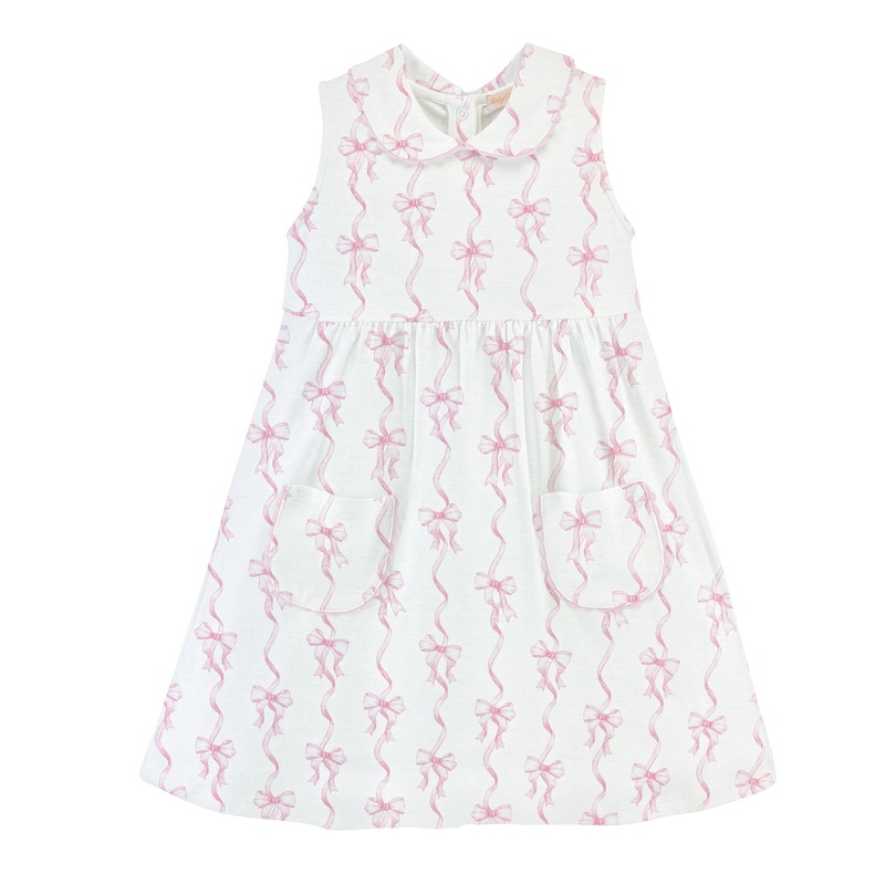 Coquette Bows Sleeveless Collared Dress w/ Pockets