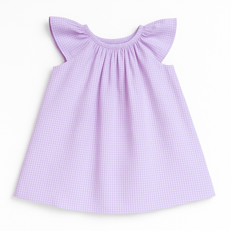 Elaine Blouse, Pink Mini Check Seersucker