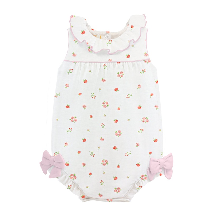 Rosebuds II Ruffle Collar Bubble with Bows