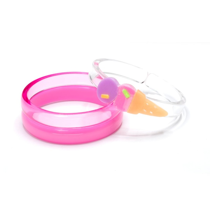 Set of 3 Bangles, Ice Cream Double Scoop Pink