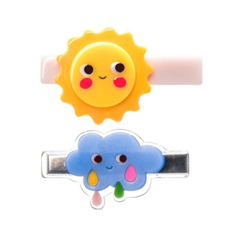 Sun Cloud Yellow Blue Hair Clips