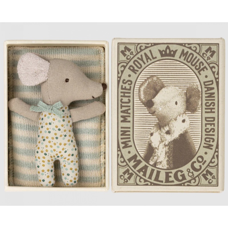 Blue Sleepy/Wakey Baby Mouse in Matchbox
