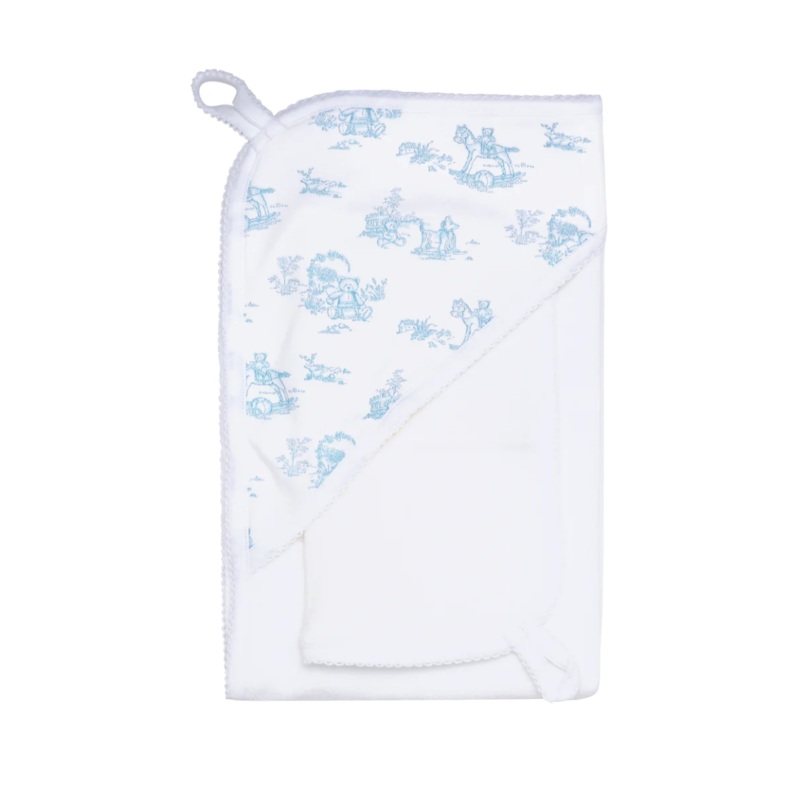 Blue Toile Hooded Towel