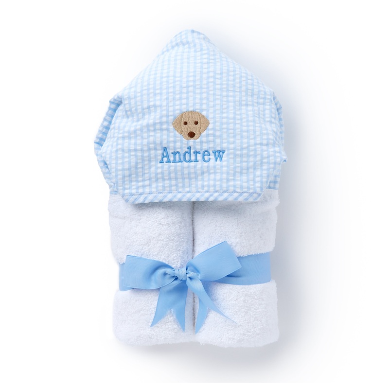 Hooded Towel, Blue Check
