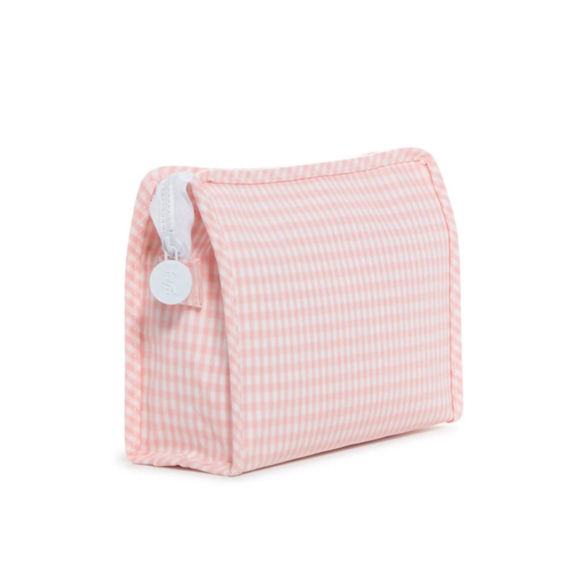 Medium Roadie Zip Pouch, Gingham Taffy