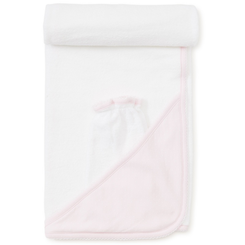 Towel with Mitt, Pink Polka Dots
