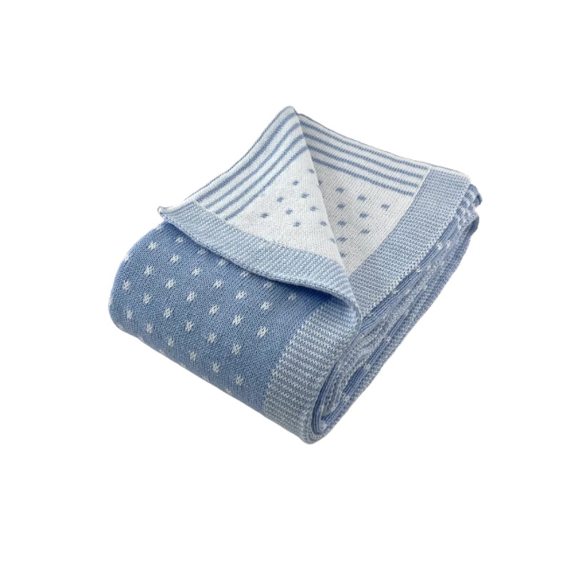 Cotton Dot Blanket, Blue