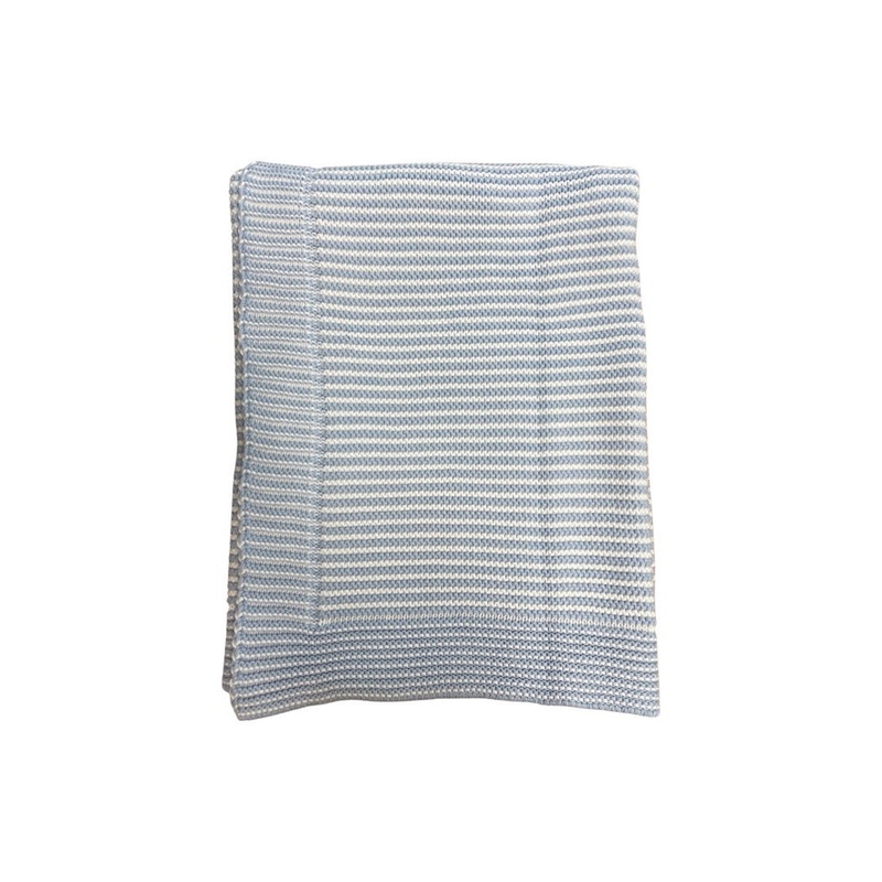 Cotton Striped Blanket, Blue
