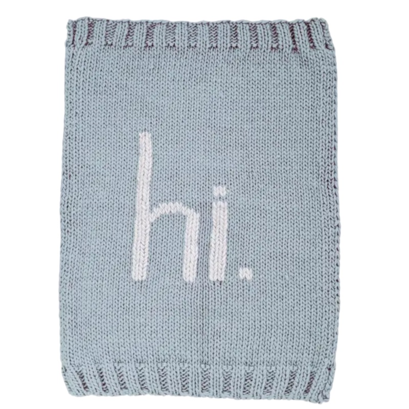 Hi. Hand Knit Blanket, Surf Blue