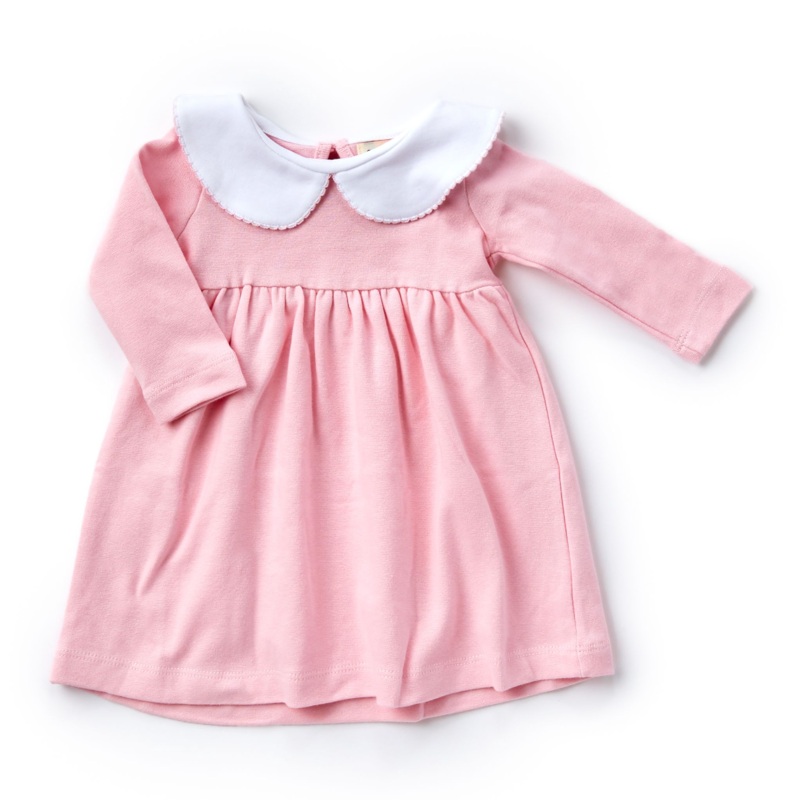 Long Sleeve Collared Play Dress, Light Pink