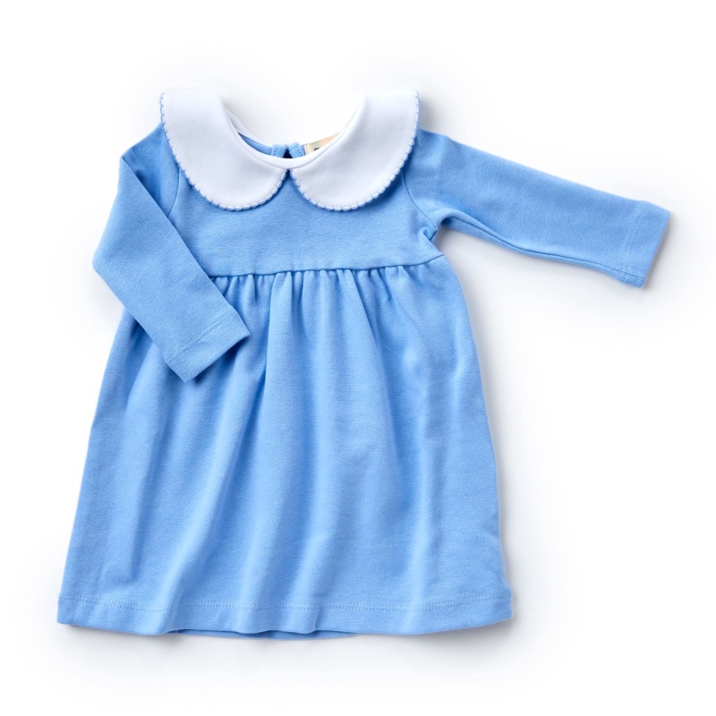 Long Sleeve Collared Play Dress, Sky Blue