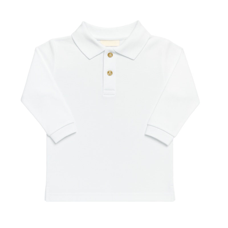 Long Sleeve Polo Shirt, White