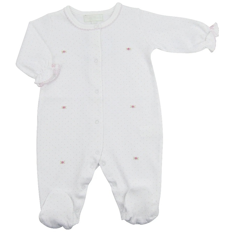 Peggy Rosette Pink Dot Footie