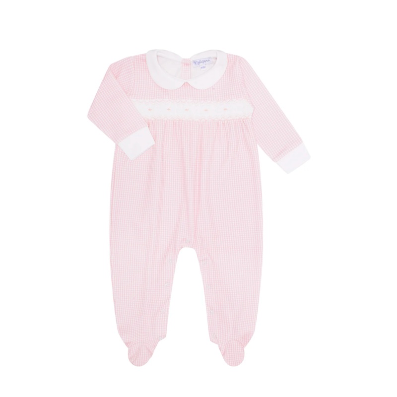 Pink Gingham Smocked Footie