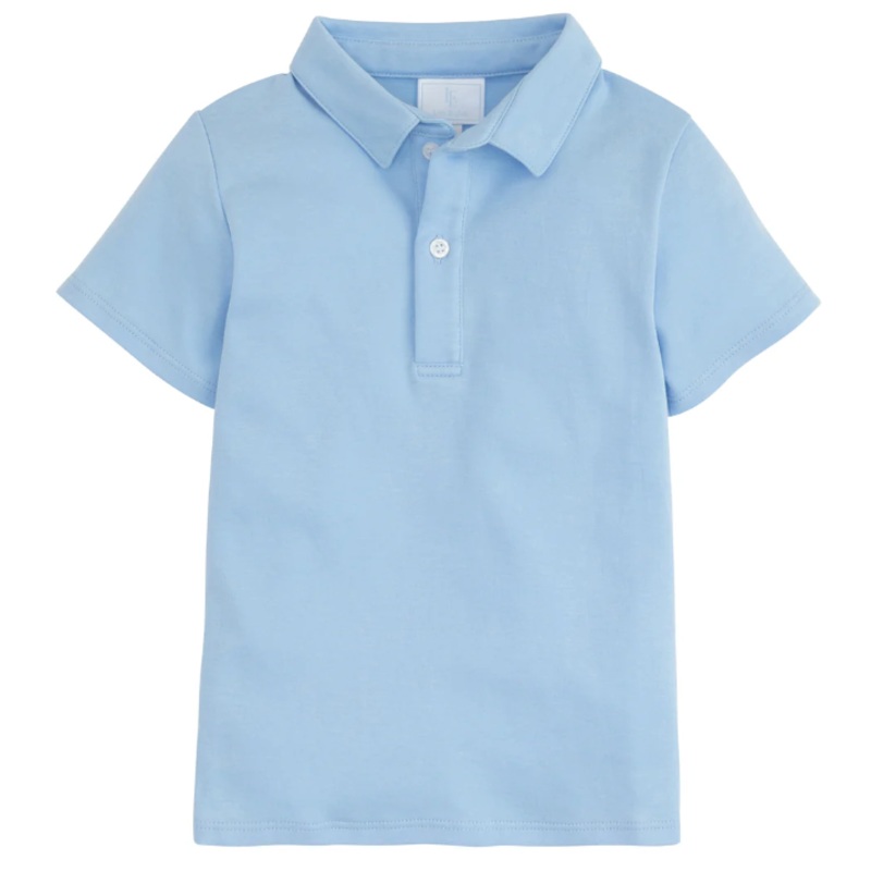 Short Sleeve Solid Polo Shirt, Light Blue