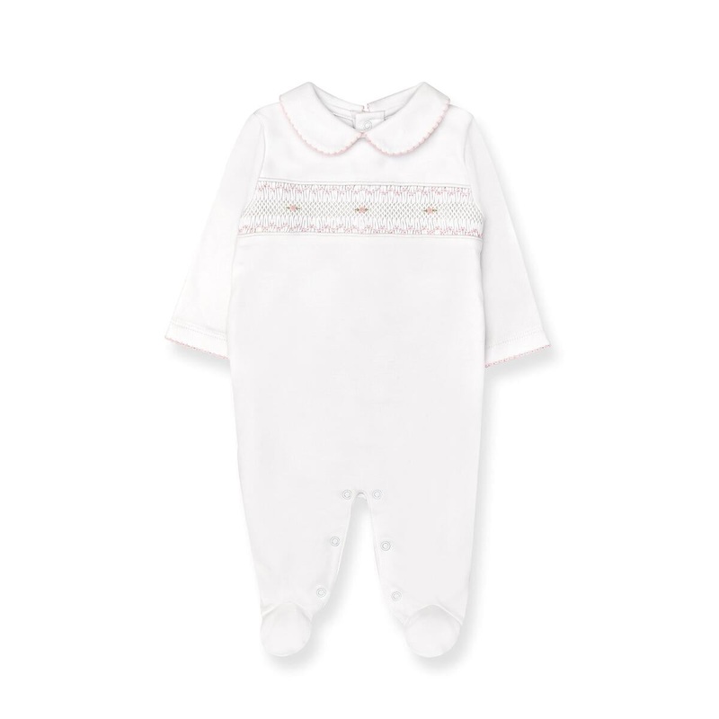 Smocked Pima Footie with Pink