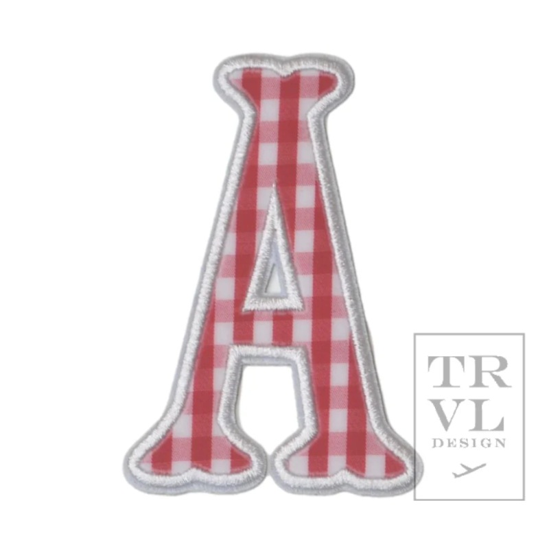 Applique Letters, Gingham Red  (sold individually- only works with TRVL coated items)