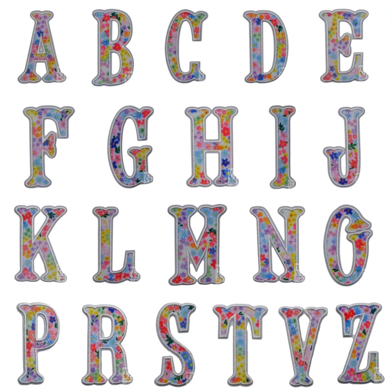 Applique Letters, Meadow Floral  (sold individually- only works with TRVL coated items)