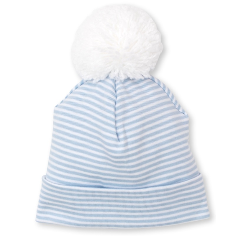 Classic Rib Striped Pom Hat, Blue