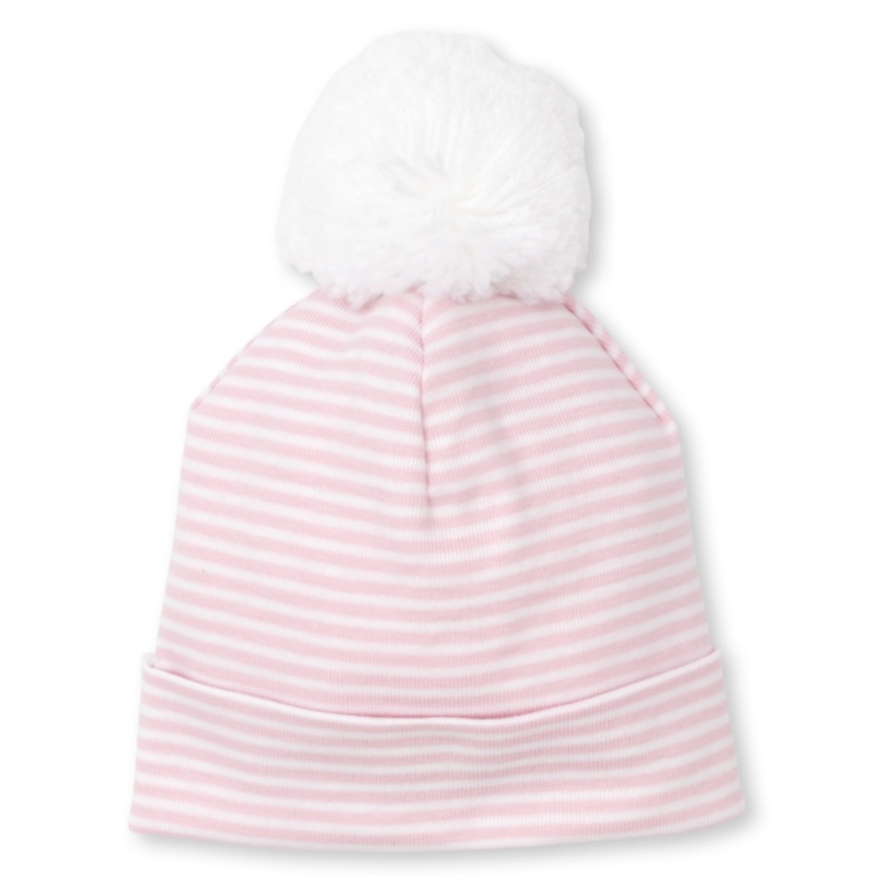Classic Rib Striped Pom Hat, Pink