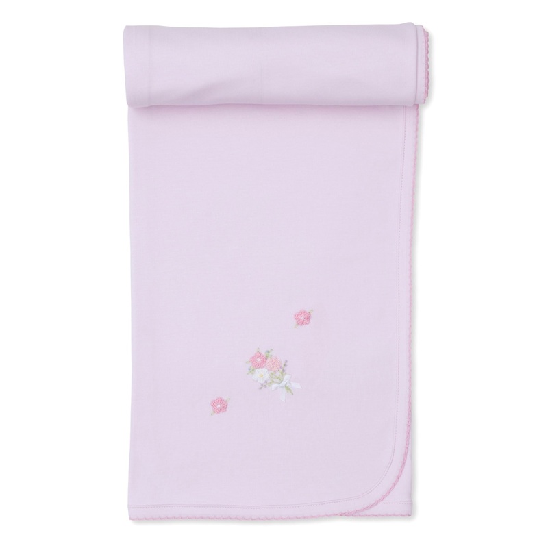 Embroidered SCE Flower Bouquets Blanket, Pink