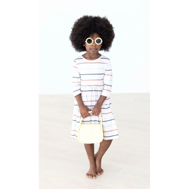 Fall Stripes 3/4 Sleeve Pocket Twirl Dress