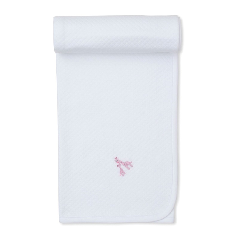 Girl’s Premier Giraffe Glee White Jacquard Blanket with Pink