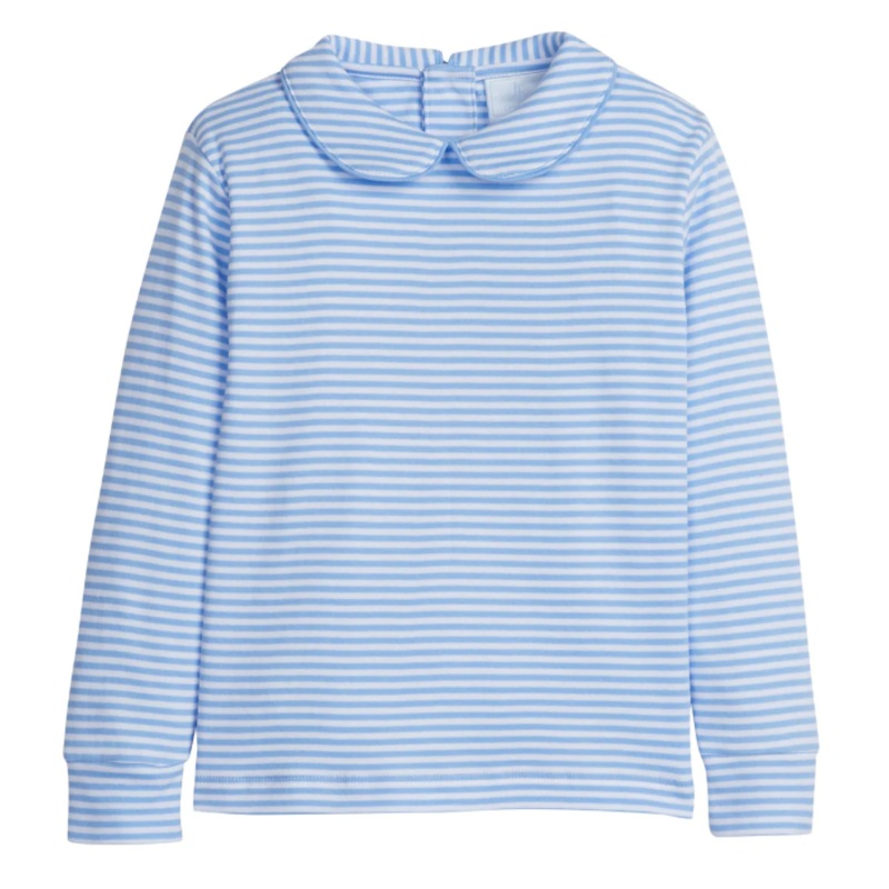 Light Blue Striped Long Sleeve Peter Pan Shirt