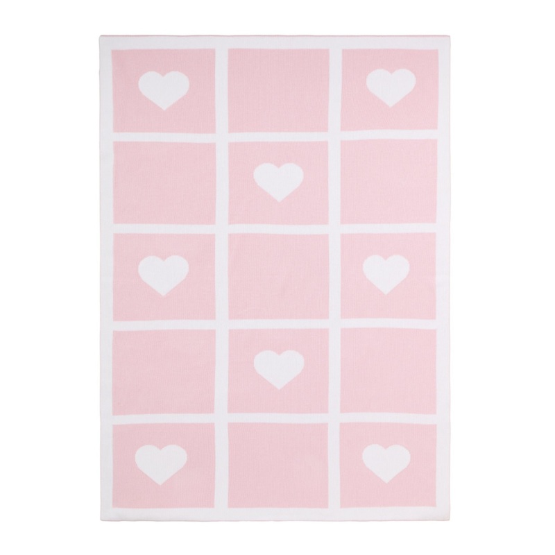 Pink Heart Knit Blanket