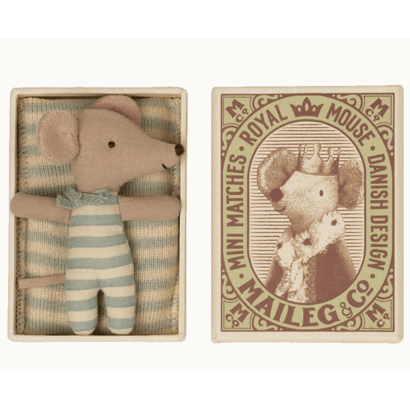 Sleepy Wakey’ Baby Boy Mouse in Matchbox