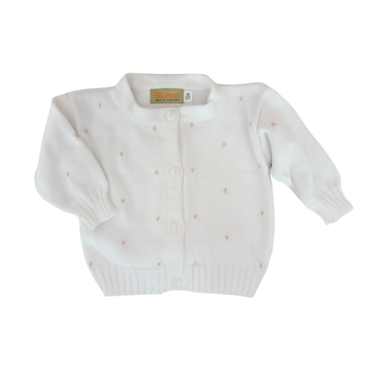 Cardigan Sweater with Tiny Rosebuds