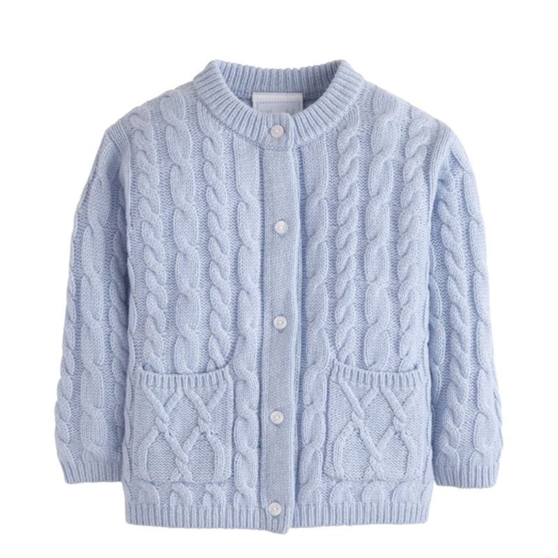 Classic Cashmere Blend Cardigan, Lt Blue