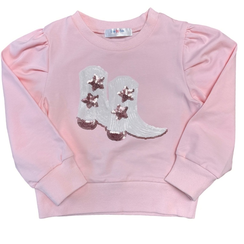 Girl’s Boot Sequins Pink Shirt