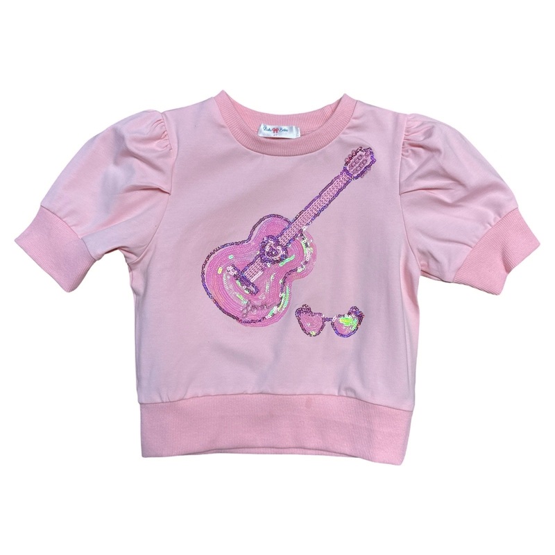 Girl’s Guitar Sequins Pink Shirt