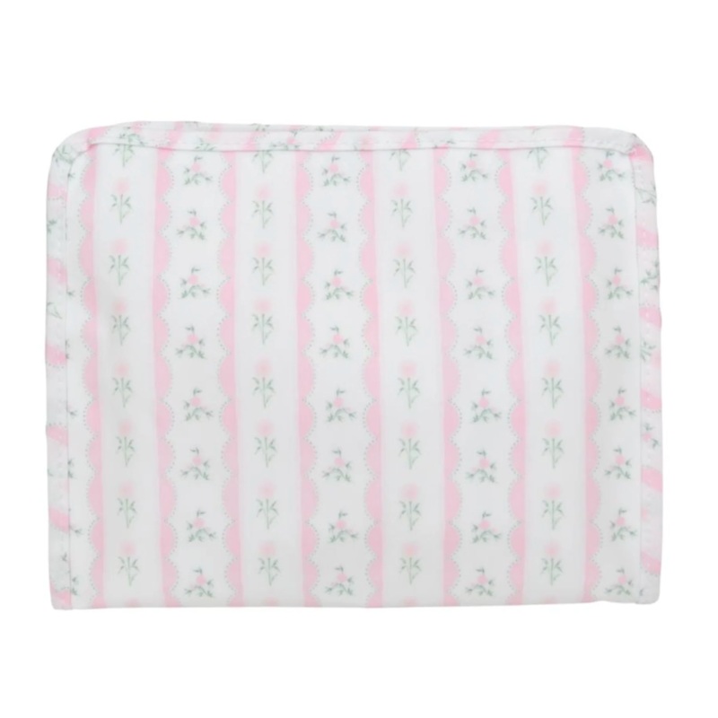 Large Roadie Zip Pouch, Ribbon Floral Pink