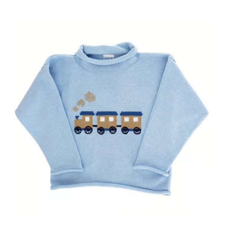 Light Blue Roll Neck Sweater with Train