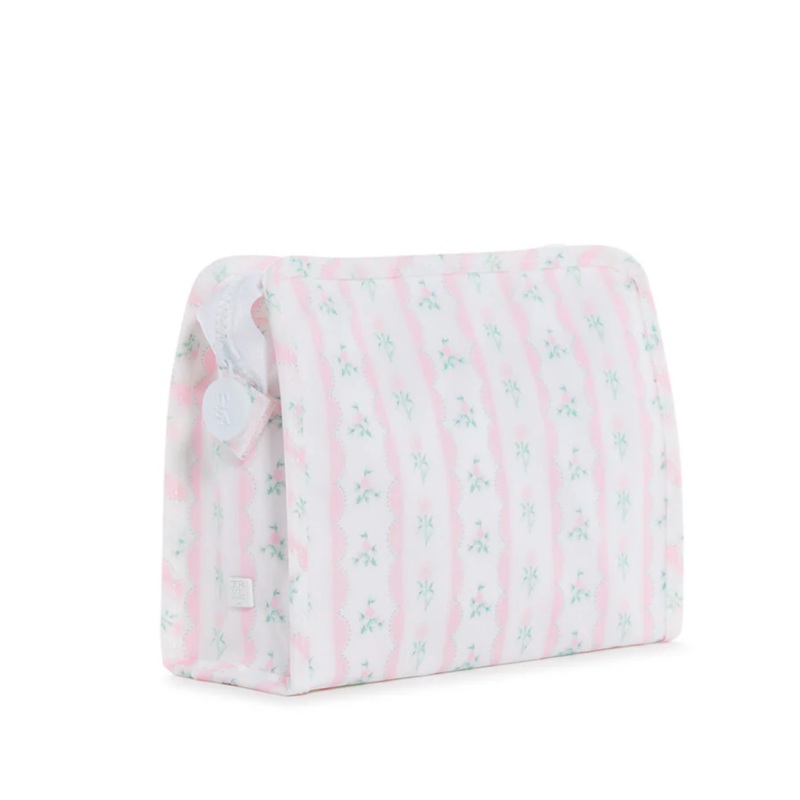 Medium Roadie Zip Pouch, Ribbon Floral Pink